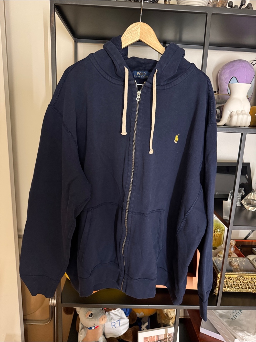 Polo by Ralph Lauren Navy Zip Hoodie with Yellow Pony